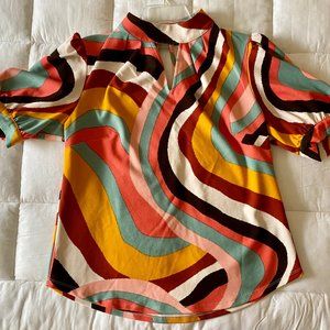 NY&C Puff-Sleeve Mock-Neck Top (L)